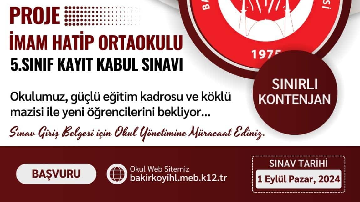 PROJE ORTAOKULU YEDEK BAŞVURU SINAVI KAYITLARI BAŞLADI.